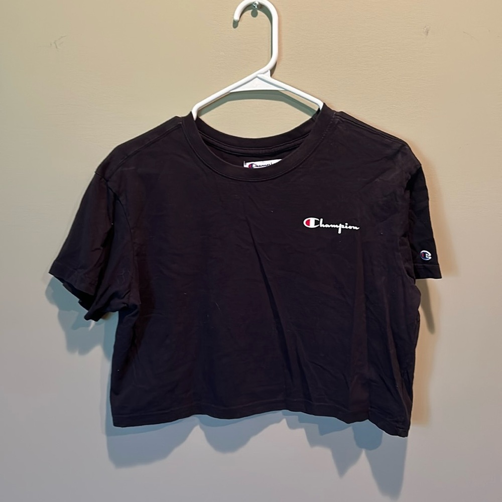 cropped black champion boxy tee